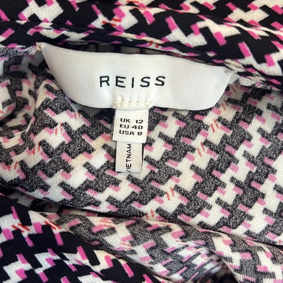 REISS Nia Geometric Print One Shoulder Midi Dress Size 8US - Picture 9 of 10